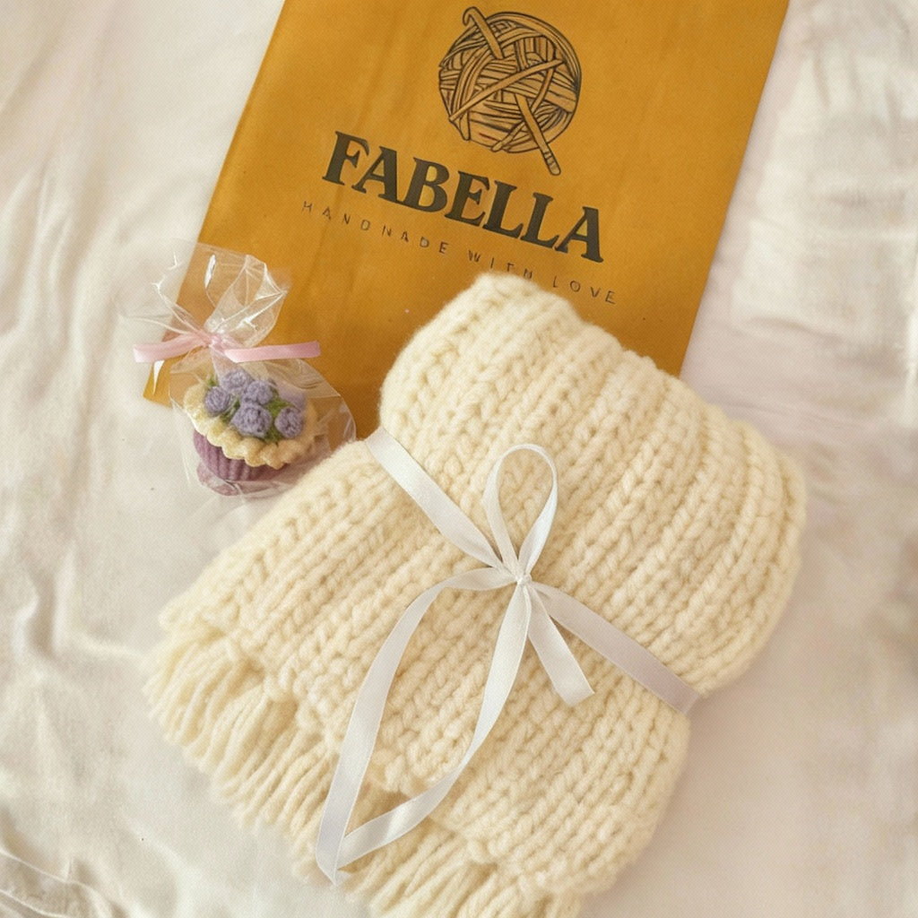 Handmade Mikasa Style Inspired Crochet Scarf - Cream