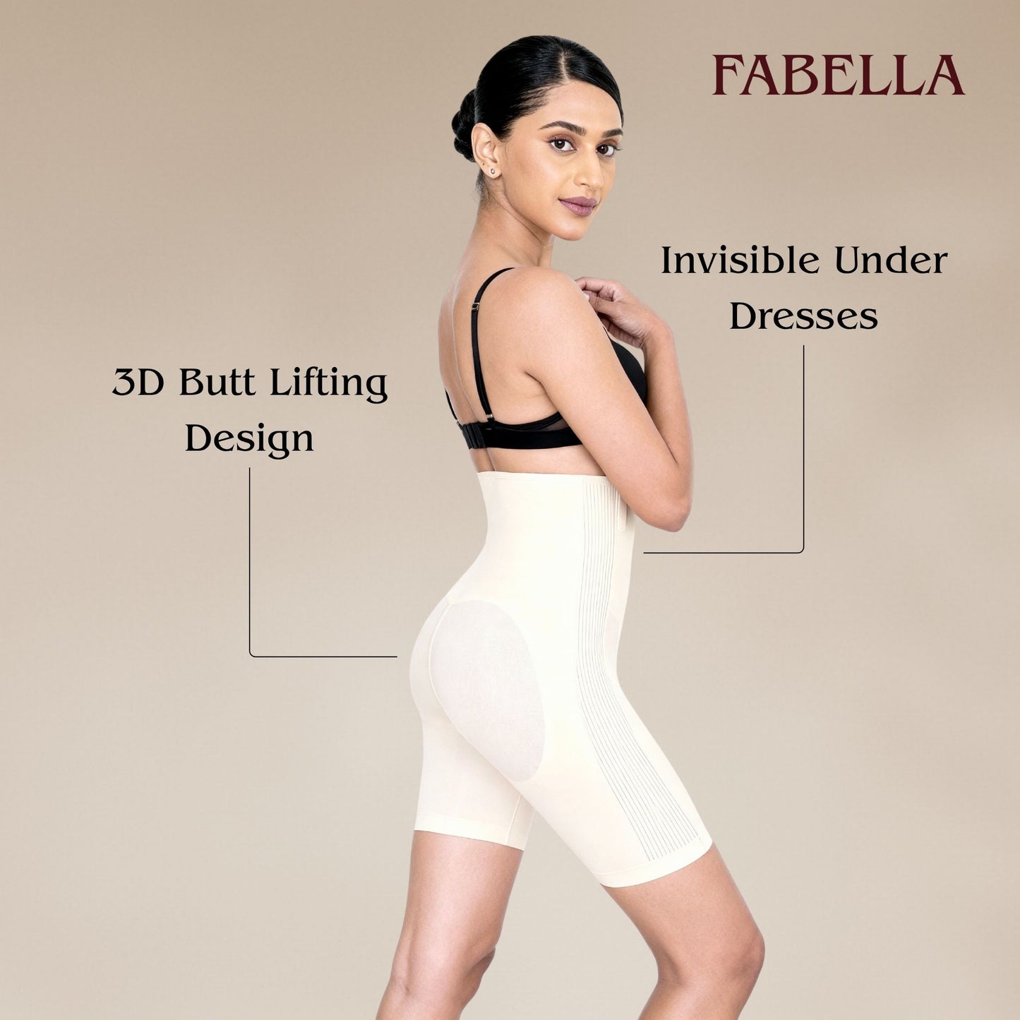 Air Series High Waist Mid Thigh Shaper Shorts - Beige