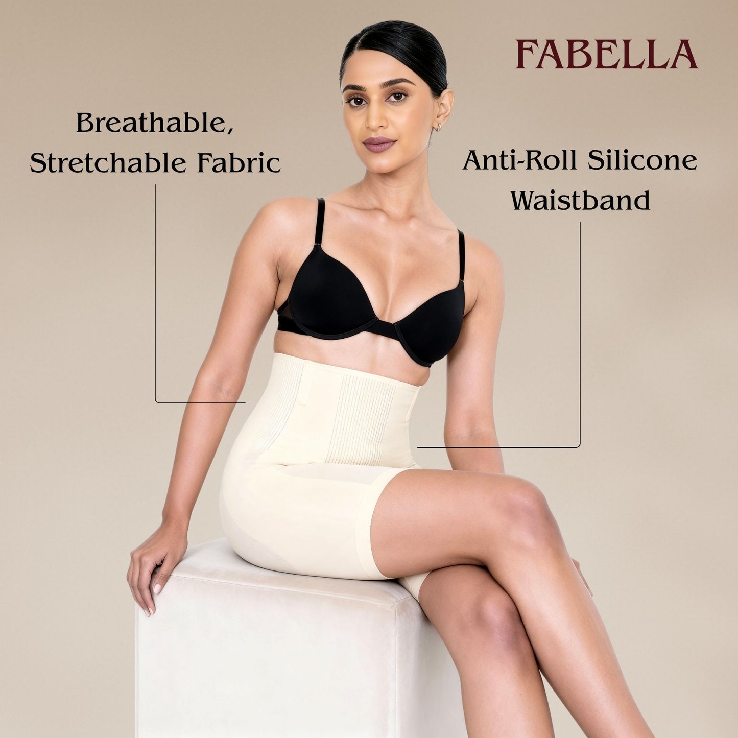 Air Series High Waist Mid Thigh Shaper Shorts - Beige