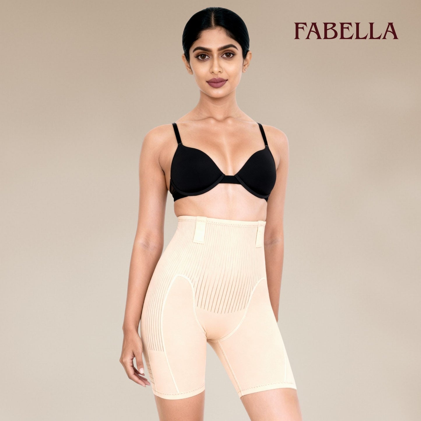 Slim & Lift High Waist Mid Thigh Shaper Shorts - Beige