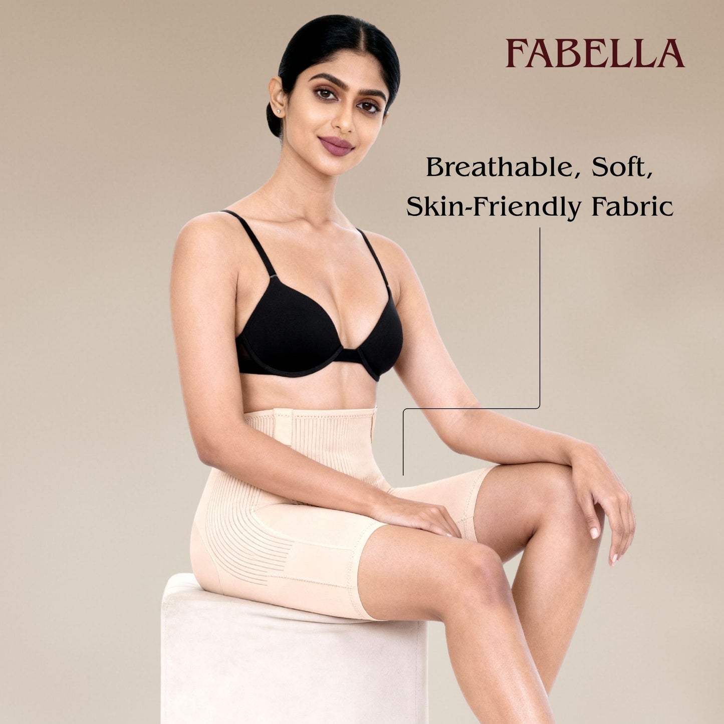 Slim & Lift High Waist Mid Thigh Shaper Shorts - Beige