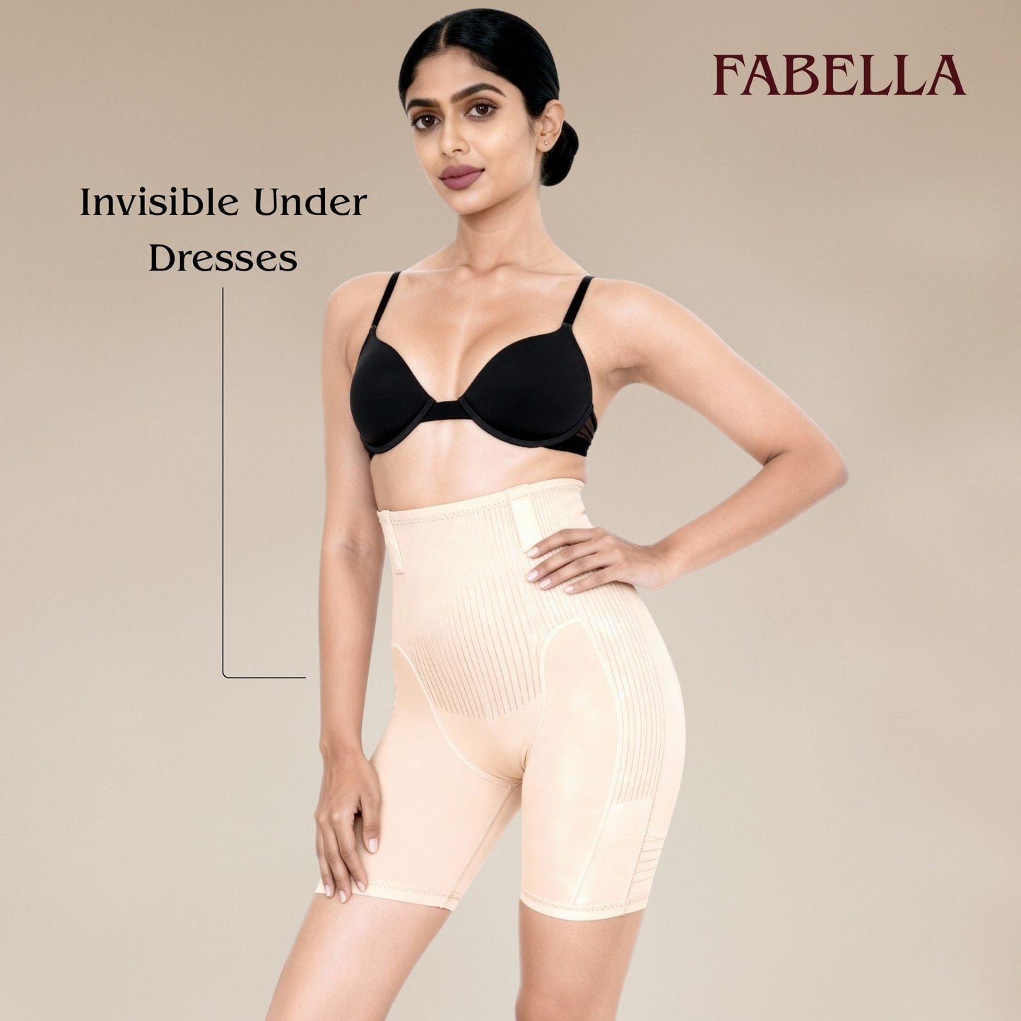 Slim & Lift High Waist Mid Thigh Shaper Shorts - Beige