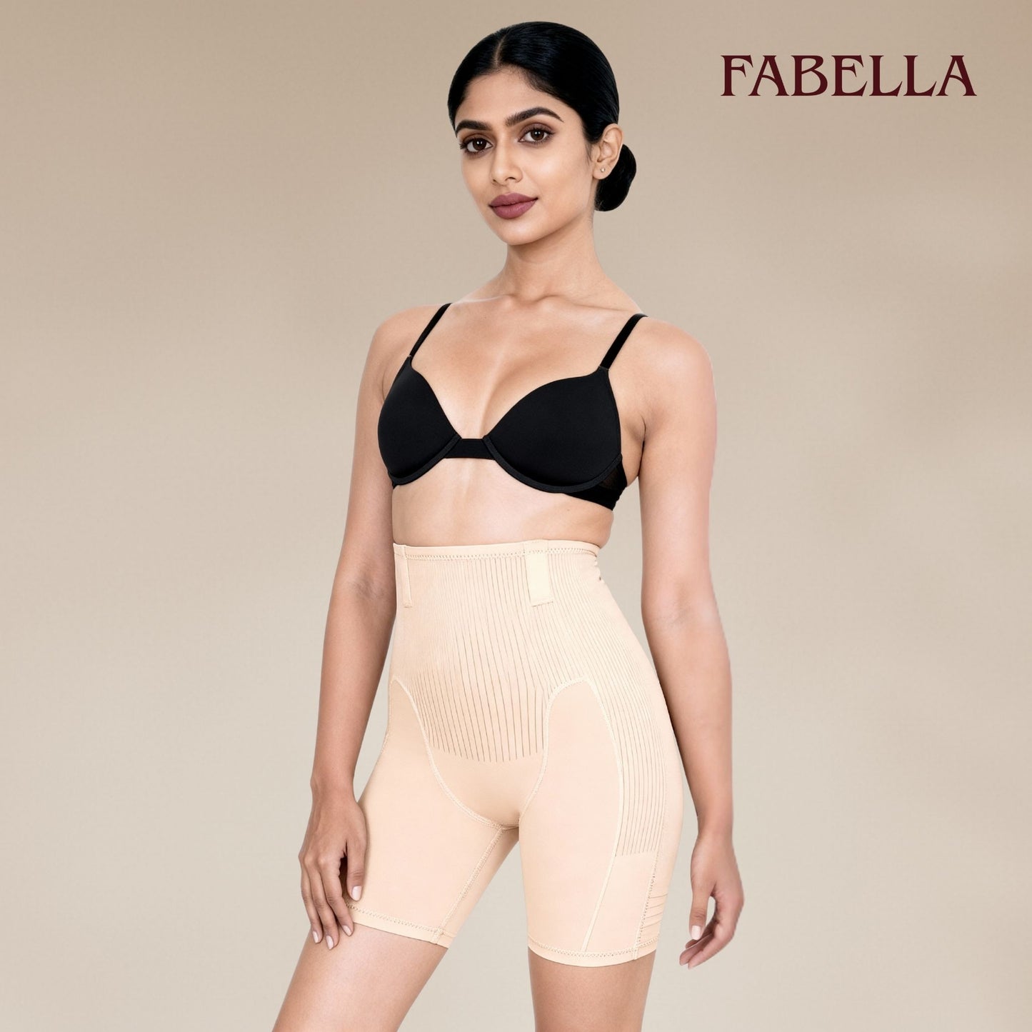 Slim & Lift High Waist Mid Thigh Shaper Shorts - Beige