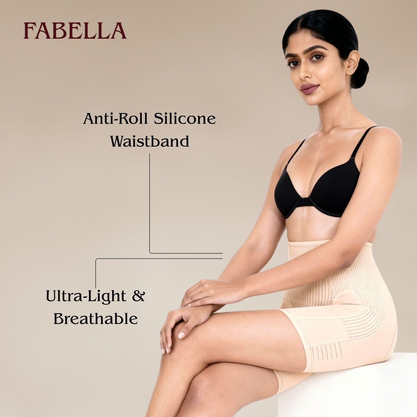 Slim & Lift High Waist Mid Thigh Shaper Shorts - Beige