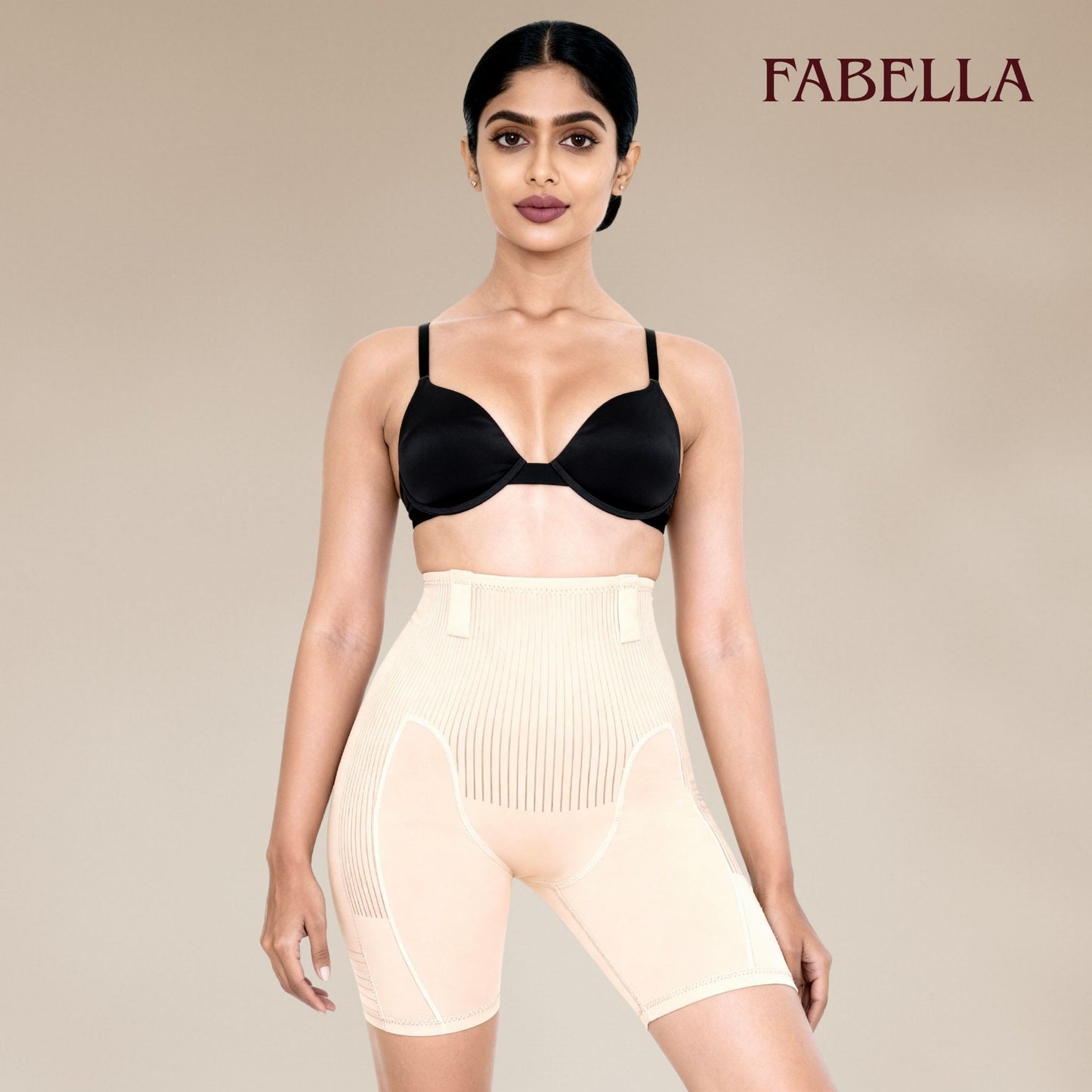 Slim & Lift High Waist Mid Thigh Shaper Shorts - Beige