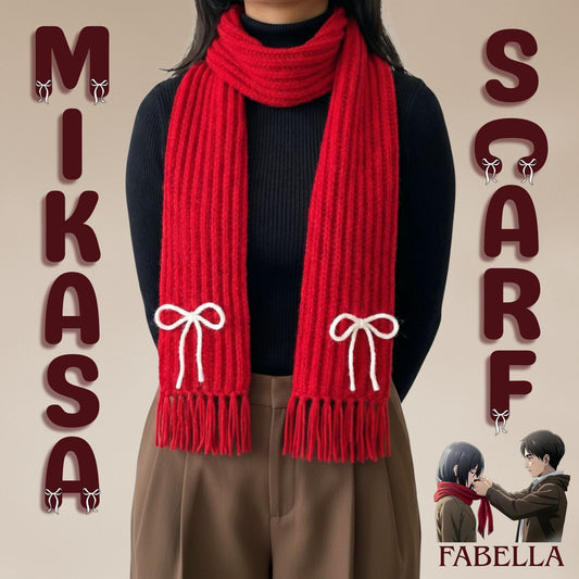 Handmade Mikasa Style Inspired Crochet Scarf - Red