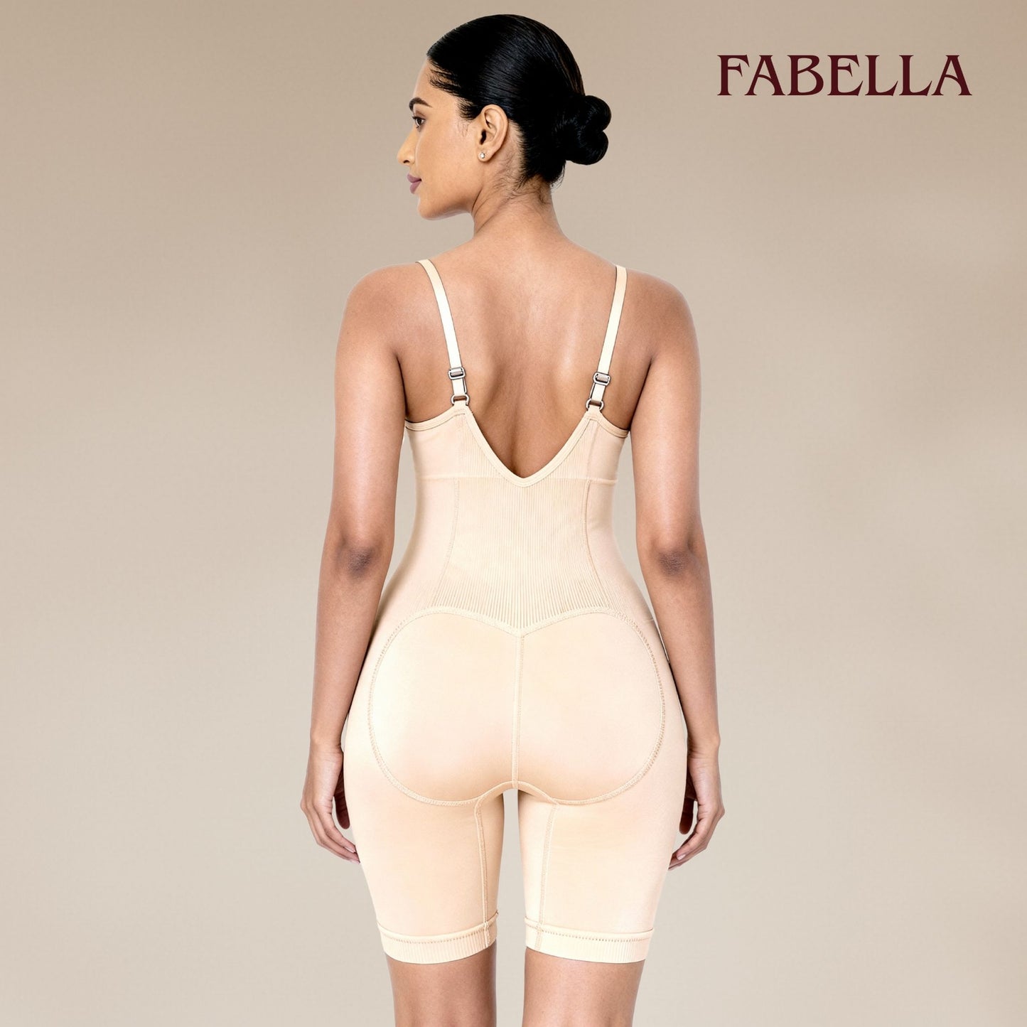 Body Shaping Mid Thigh Bodysuit - Beige