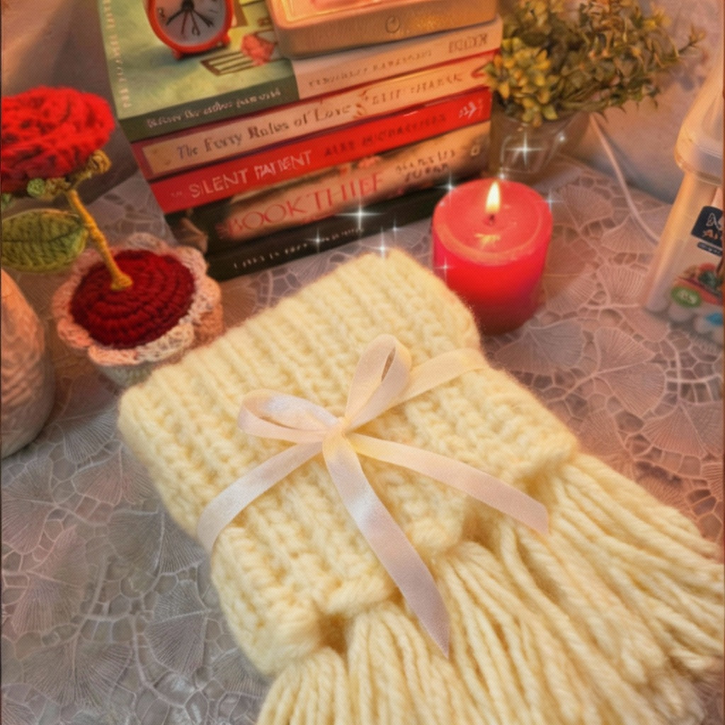 Handmade Mikasa Style Inspired Crochet Scarf - Cream