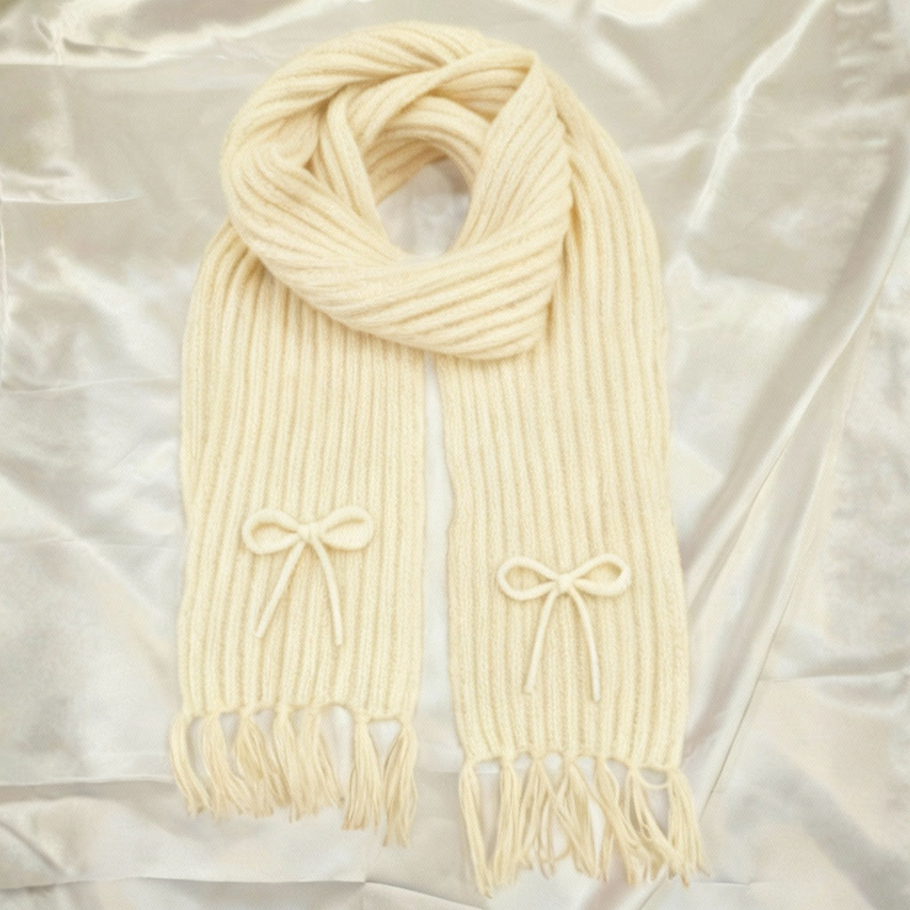 Handmade Mikasa Style Inspired Crochet Scarf - Cream