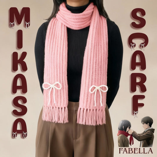 Handmade Mikasa Style Inspired Crochet Scarf - Pink