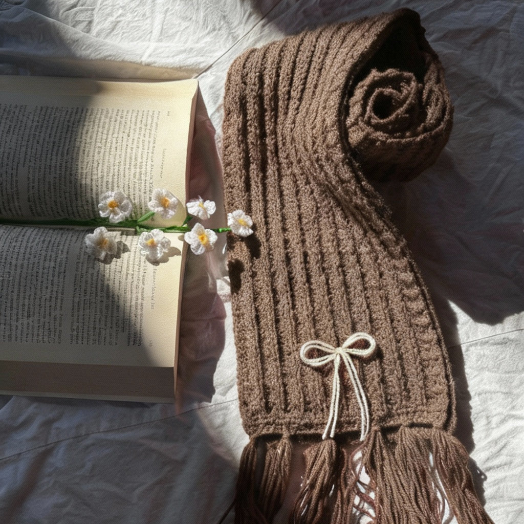 Handmade Mikasa Style Inspired Crochet Scarf - Beige