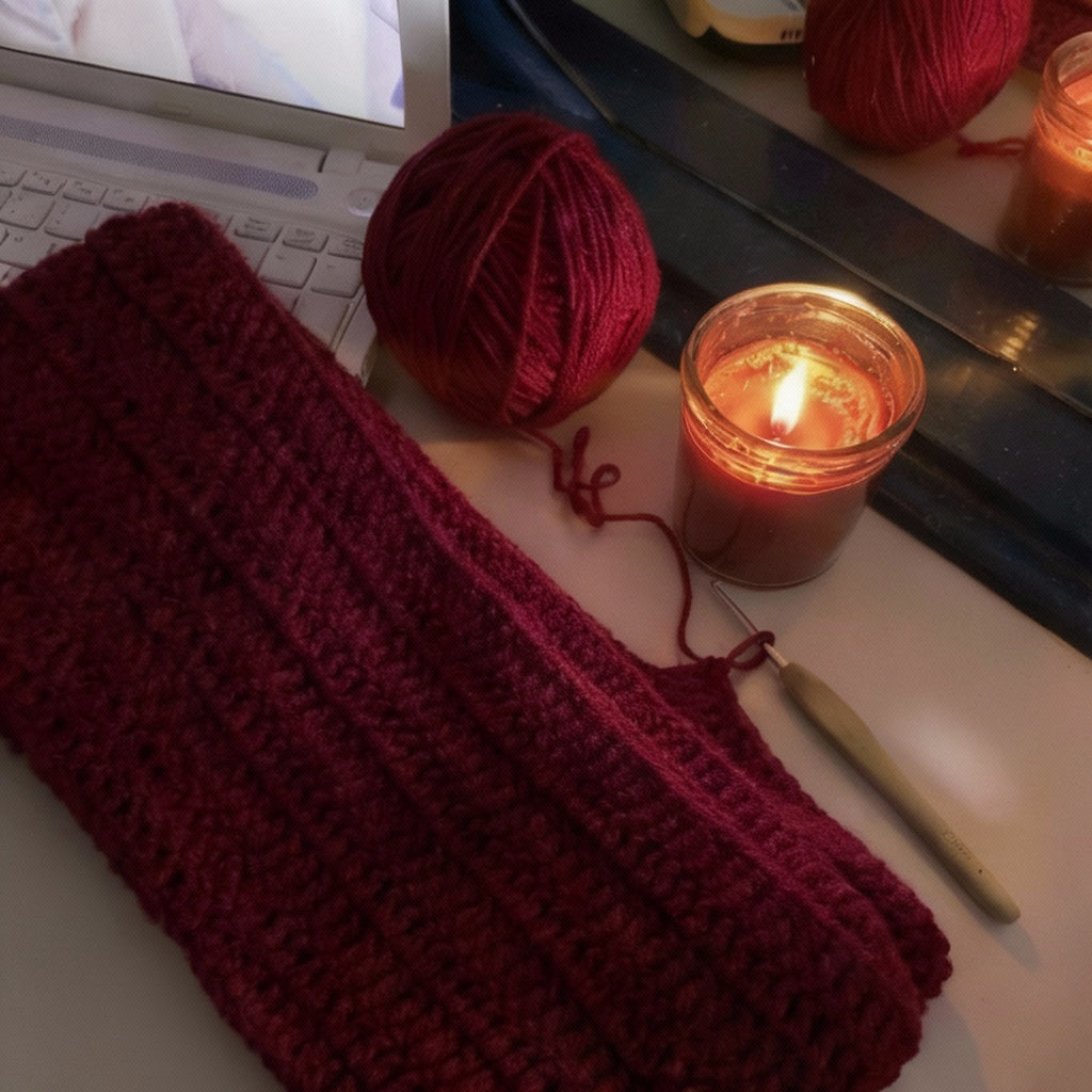 Handmade Mikasa Style Inspired Crochet Scarf - Maroon