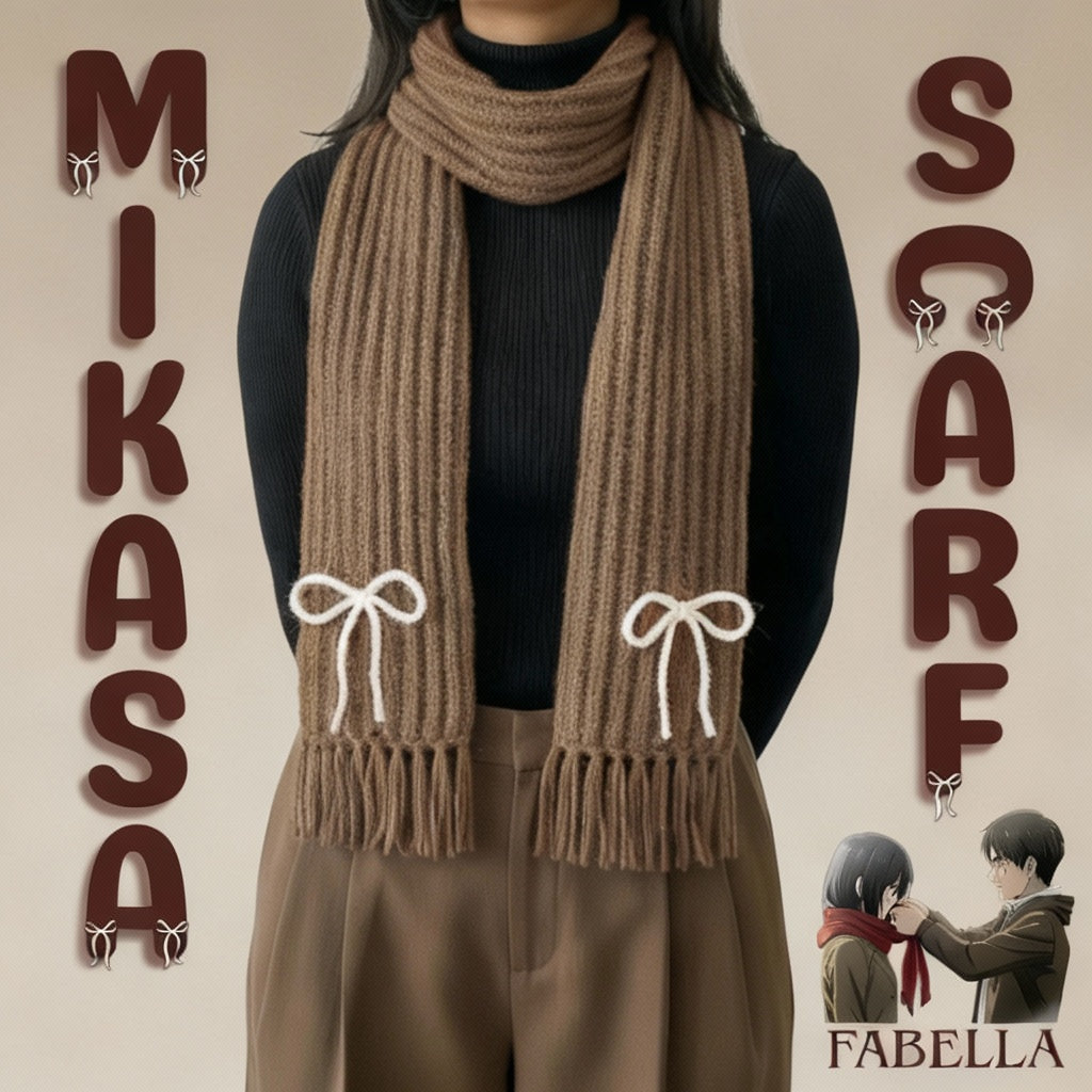Handmade Mikasa Style Inspired Crochet Scarf - Beige