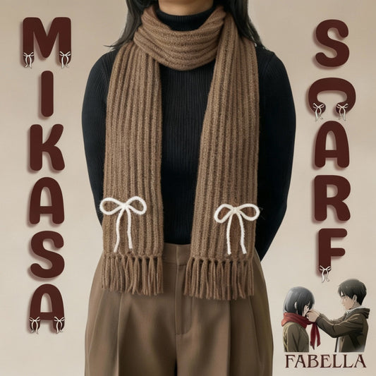 Handmade Mikasa Style Inspired Crochet Scarf - Beige