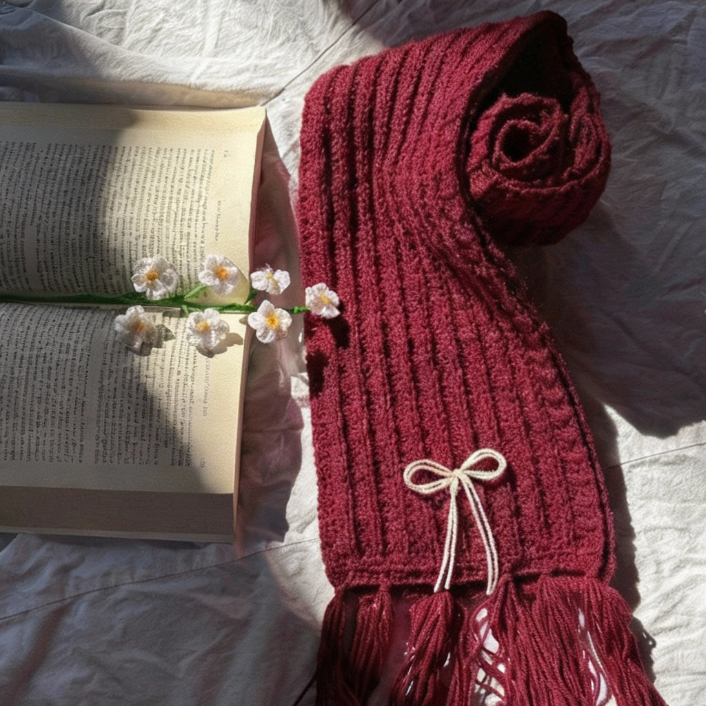 Handmade Mikasa Style Inspired Crochet Scarf - Maroon
