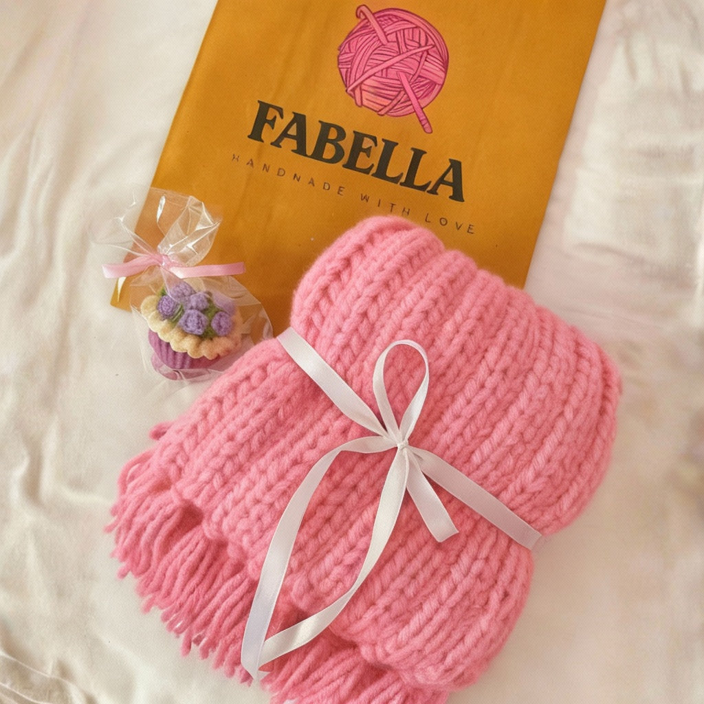 Handmade Mikasa Style Inspired Crochet Scarf - Pink