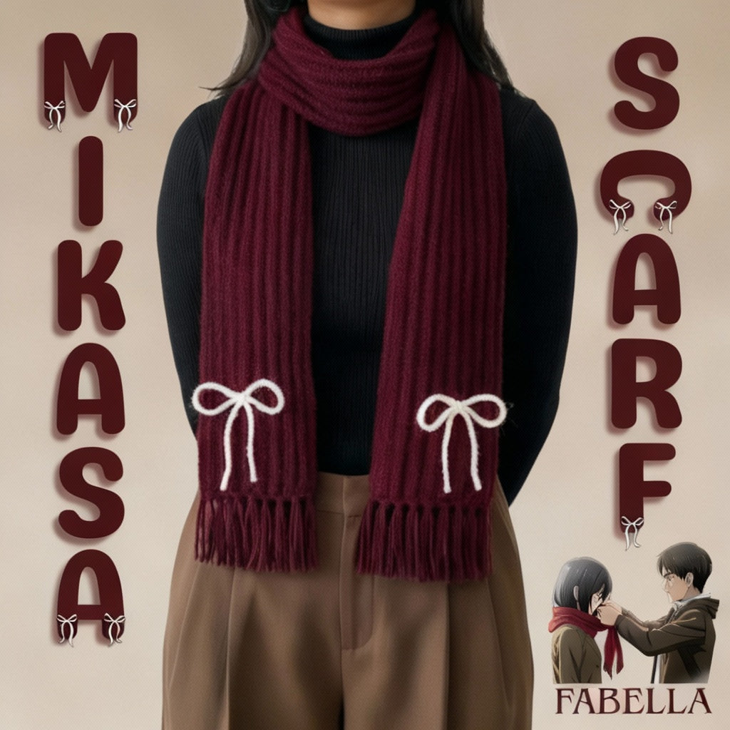 Handmade Mikasa Style Inspired Crochet Scarf - Maroon