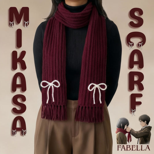 Handmade Mikasa Style Inspired Crochet Scarf - Maroon