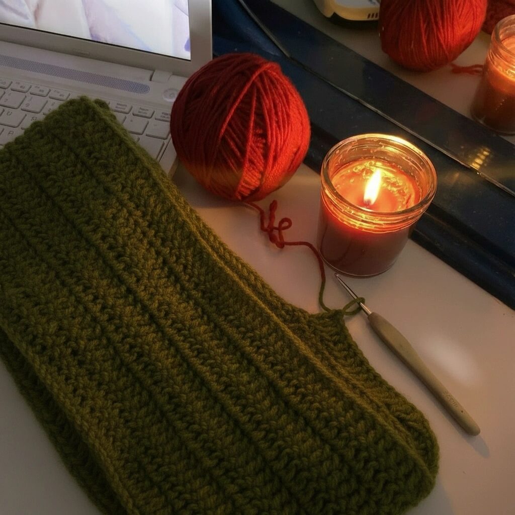 Handmade Mikasa Style Inspired Crochet Scarf - Olive