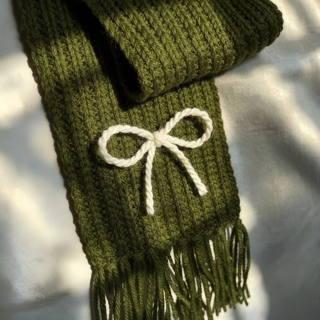 Handmade Mikasa Style Inspired Crochet Scarf - Olive