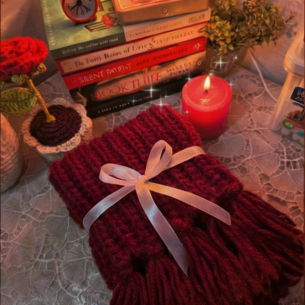 Handmade Mikasa Style Inspired Crochet Scarf - Maroon