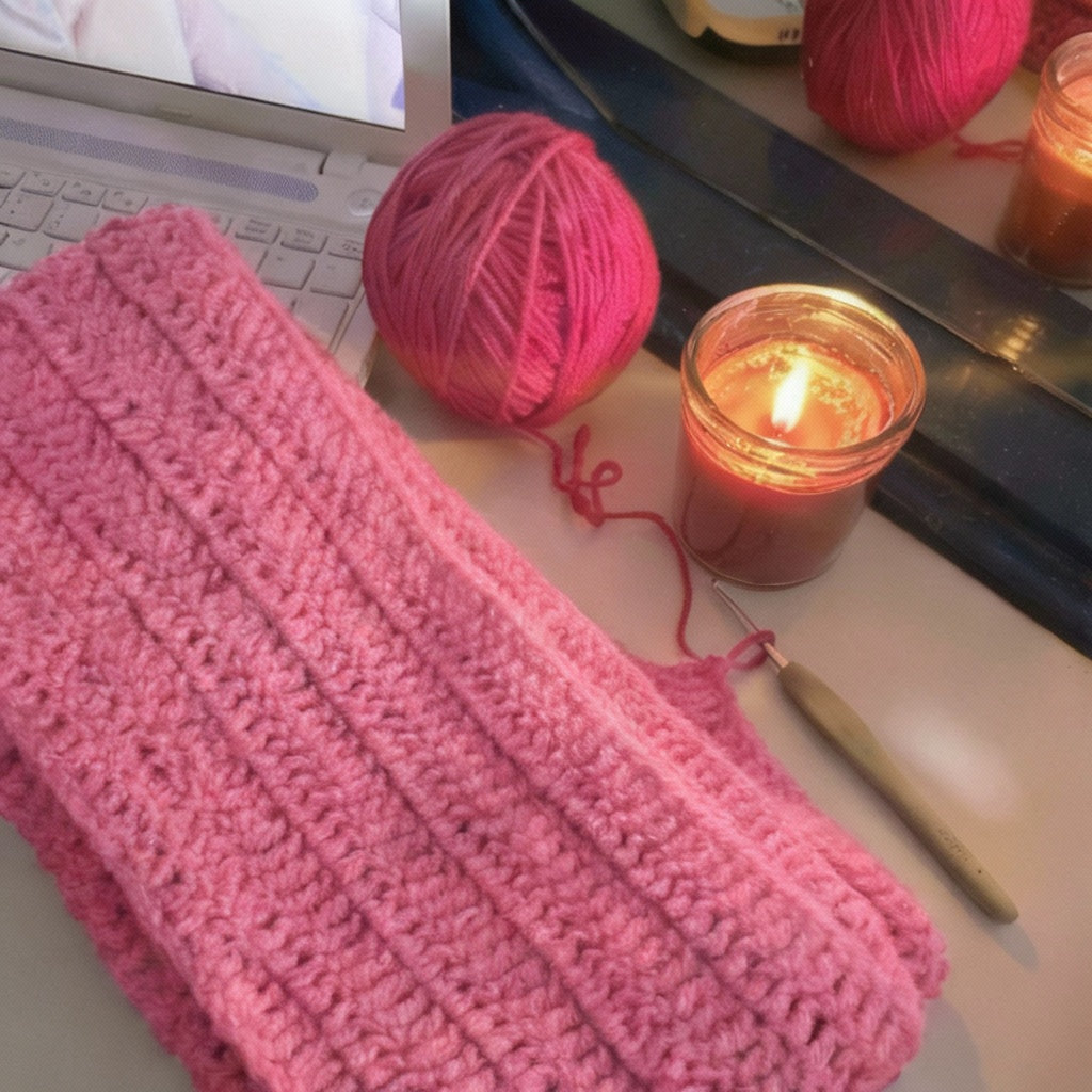 Handmade Mikasa Style Inspired Crochet Scarf - Pink