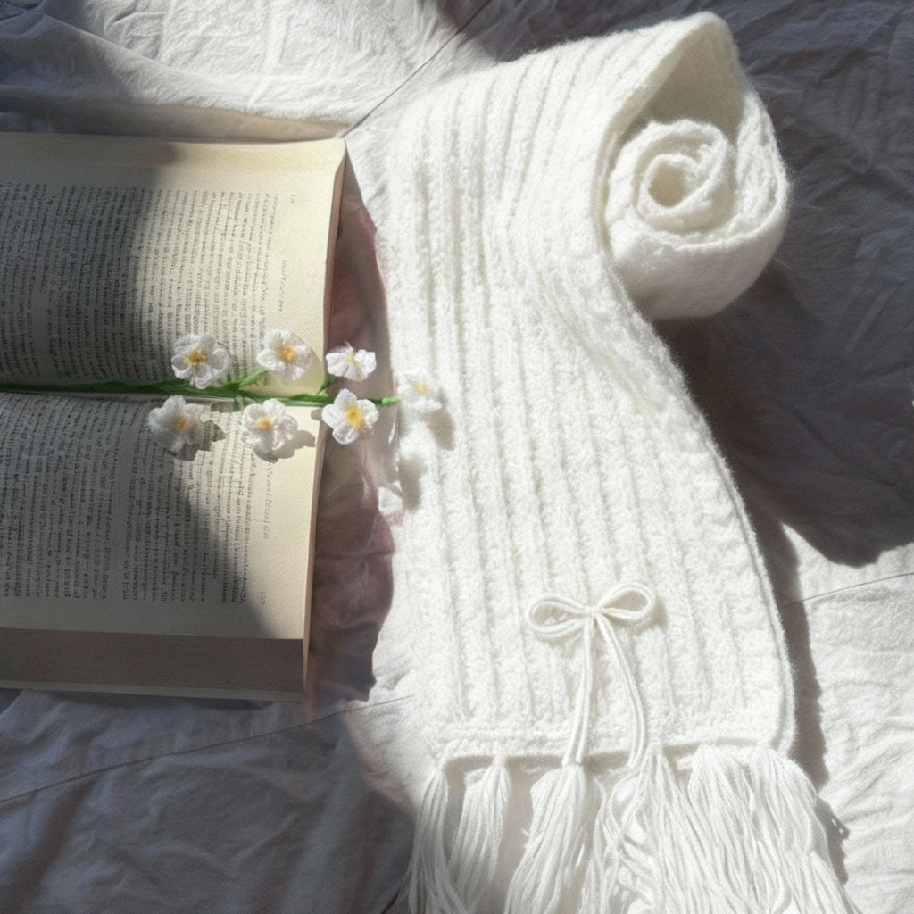 Handmade Mikasa Style Inspired Crochet Scarf - White