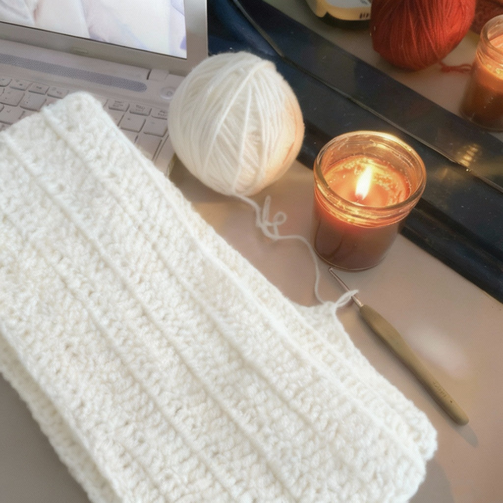 Handmade Mikasa Style Inspired Crochet Scarf - White