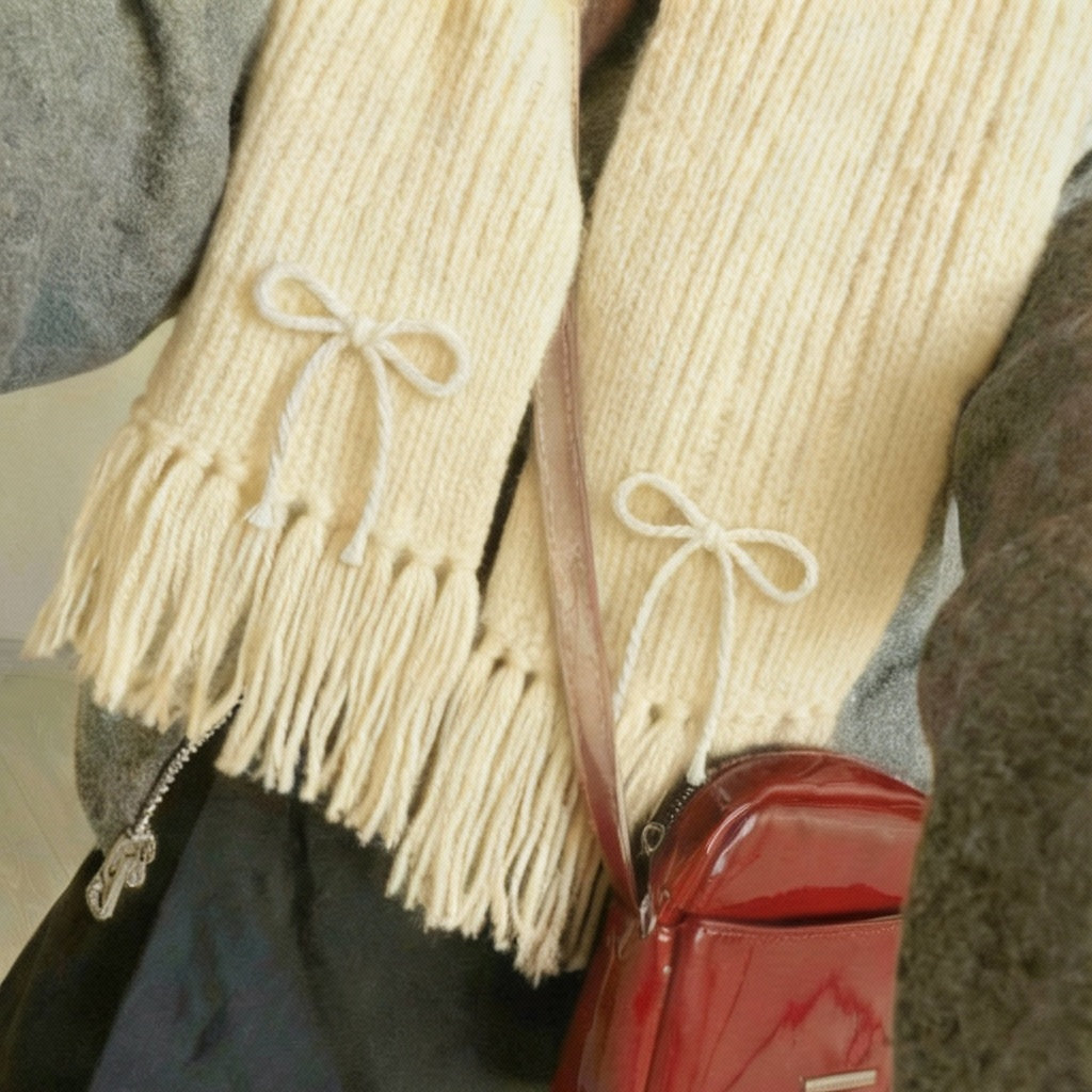 Handmade Mikasa Style Inspired Crochet Scarf - Cream