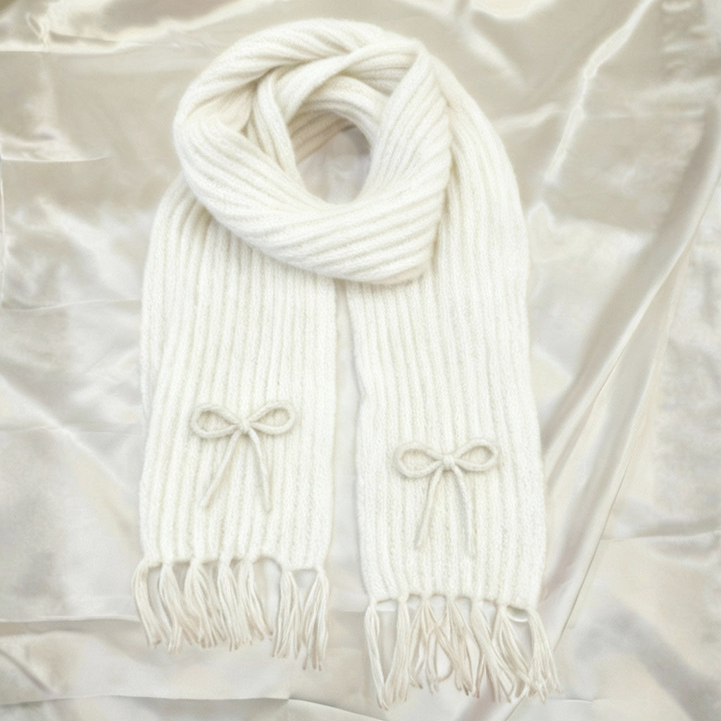 Handmade Mikasa Style Inspired Crochet Scarf - White