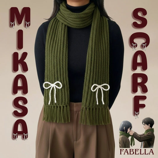 Handmade Mikasa Style Inspired Crochet Scarf - Olive