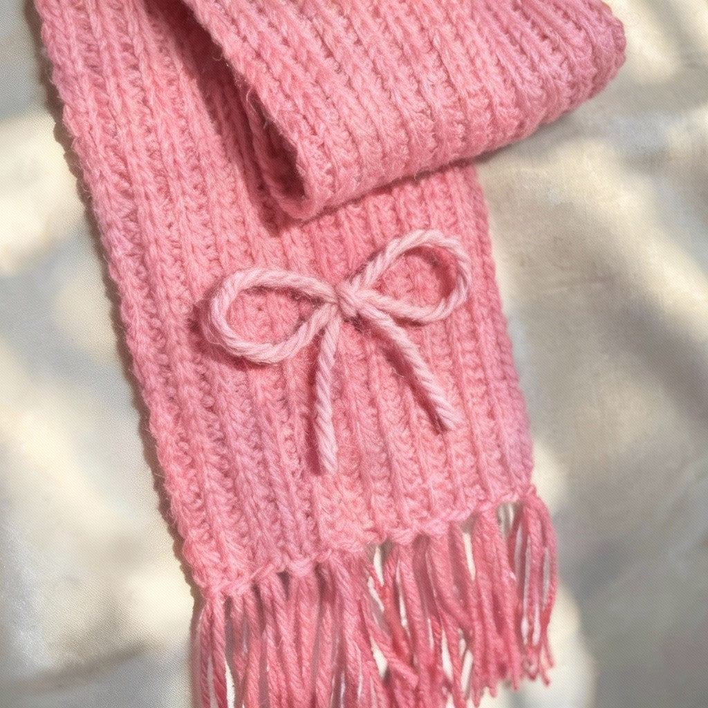 Handmade Mikasa Style Inspired Crochet Scarf - Pink