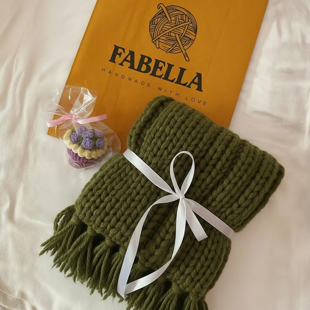 Handmade Mikasa Style Inspired Crochet Scarf - Olive