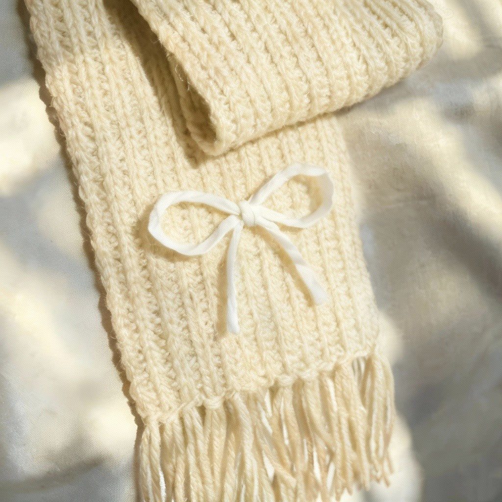 Handmade Mikasa Style Inspired Crochet Scarf - Cream