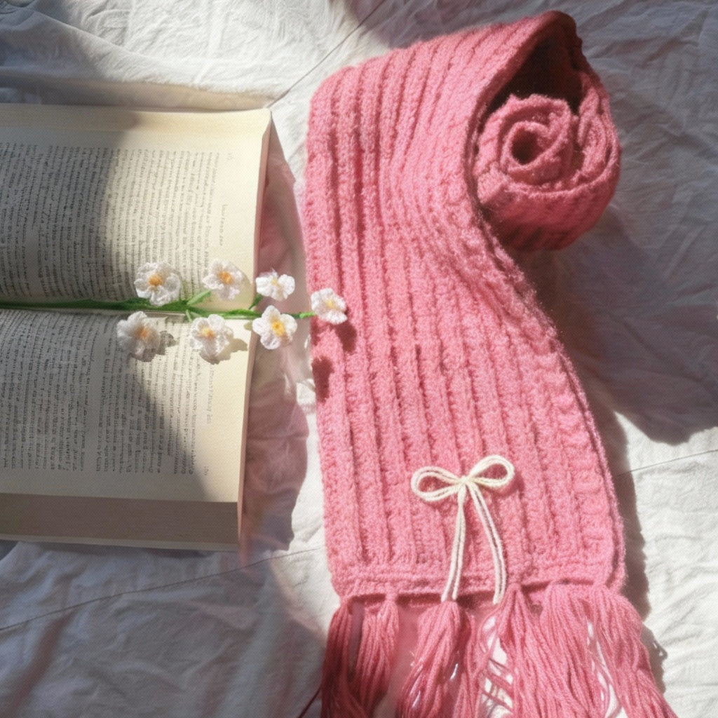 Handmade Mikasa Style Inspired Crochet Scarf - Pink