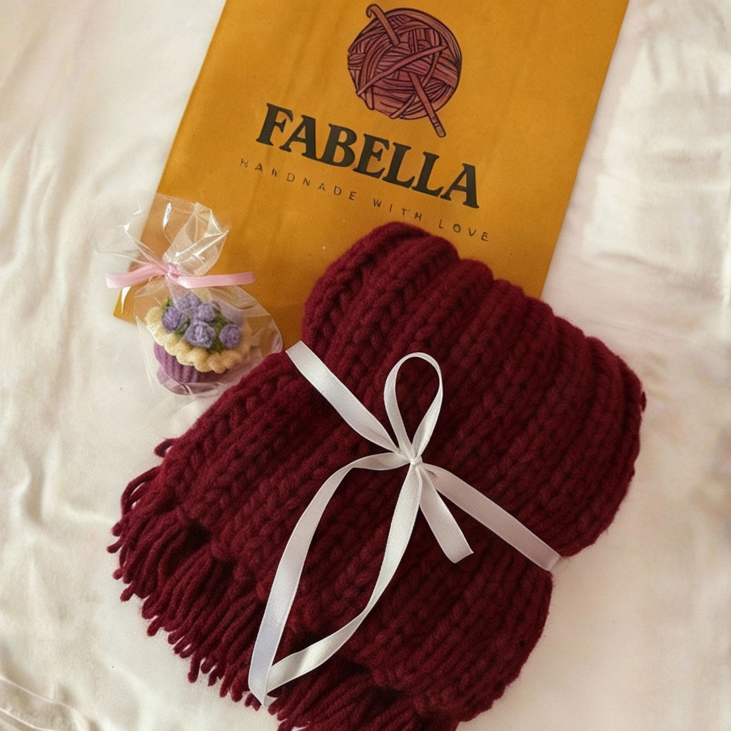 Handmade Mikasa Style Inspired Crochet Scarf - Maroon