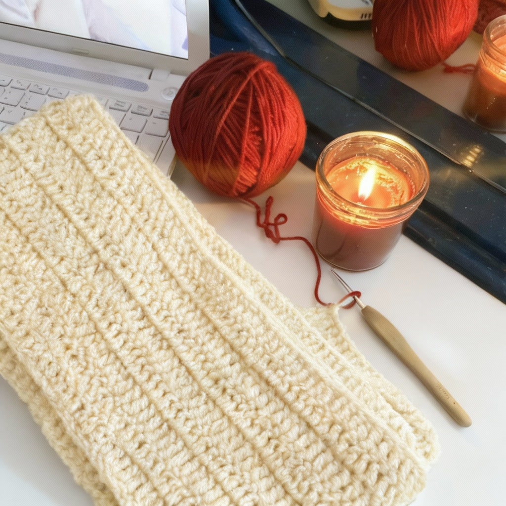 Handmade Mikasa Style Inspired Crochet Scarf - Cream